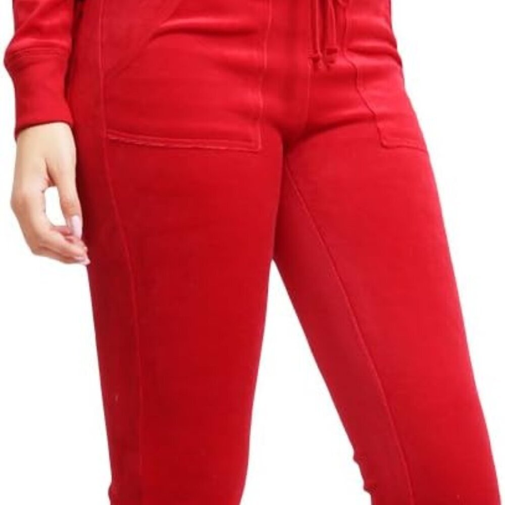 Elegant Women's Velour Tracksuit Set Lightweight Zip/Up Hoodie & Sweatpants